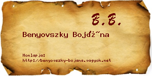 Benyovszky Bojána névjegykártya